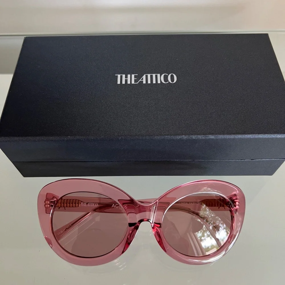 Linda Farrow Pink Oversized Round Sunglasses